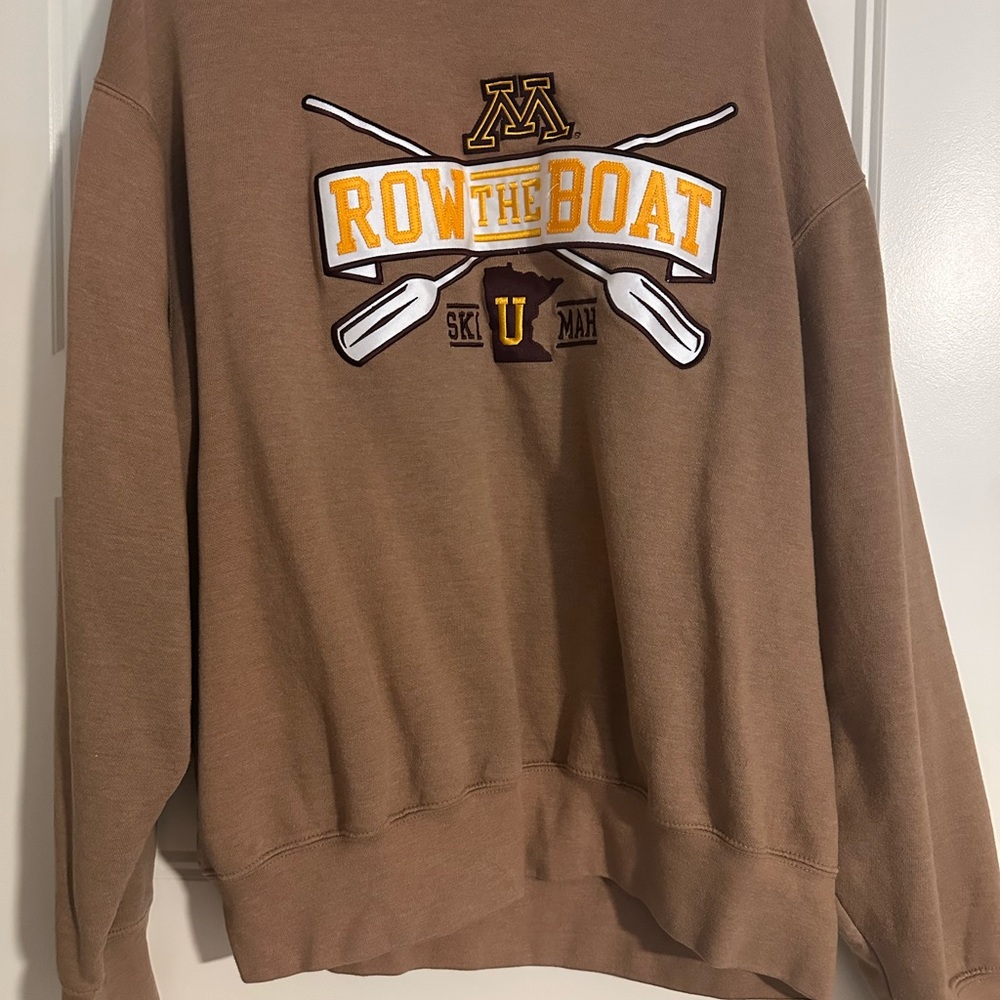 U of Mn Brown Crewneck with Row the Boat Graphic